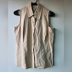 LOFT Light Tan 100% Silk Sleeveless Top